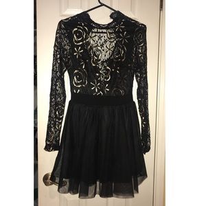 Black & gold lace dress